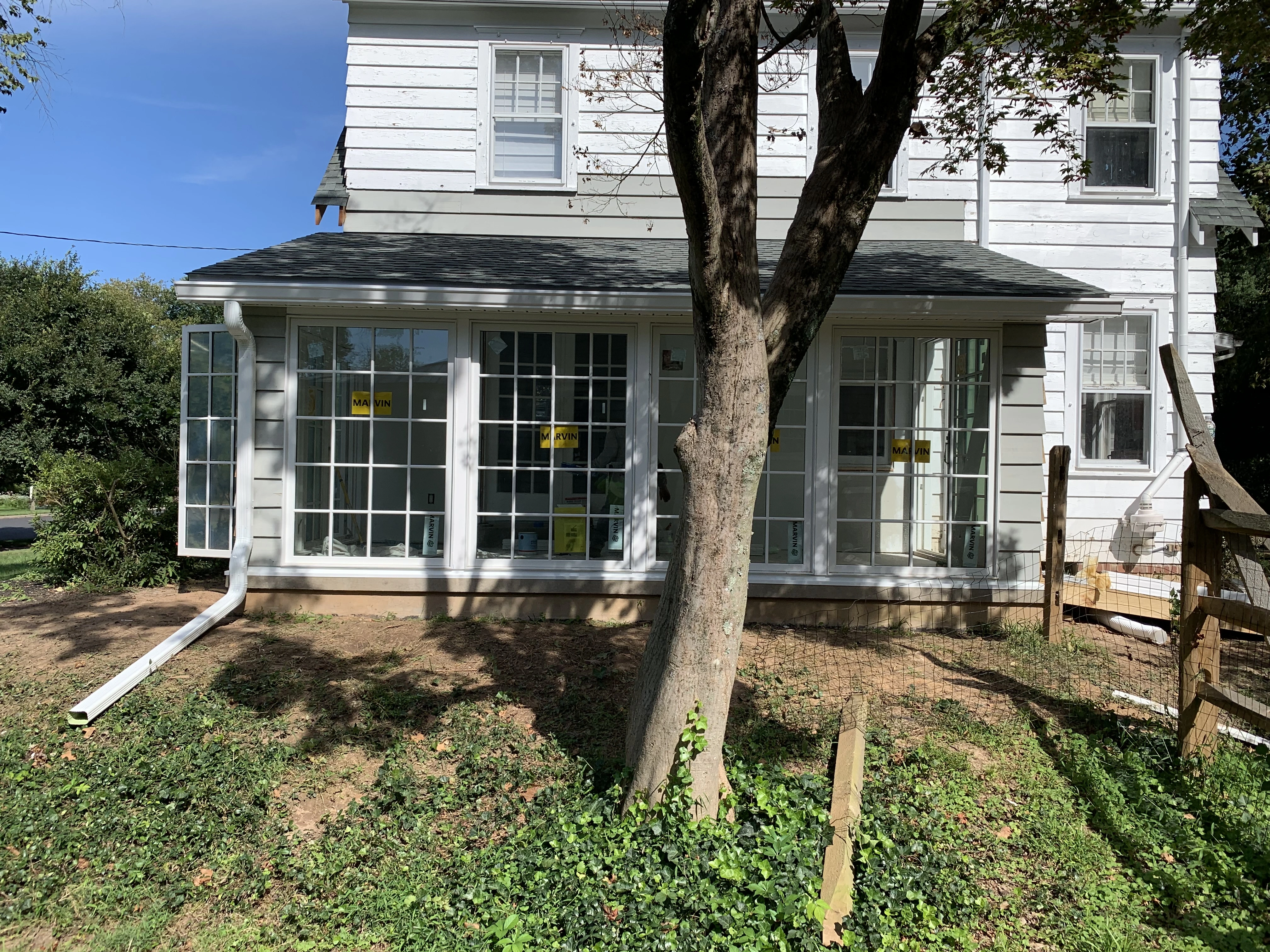 A sunroom renovation from the front