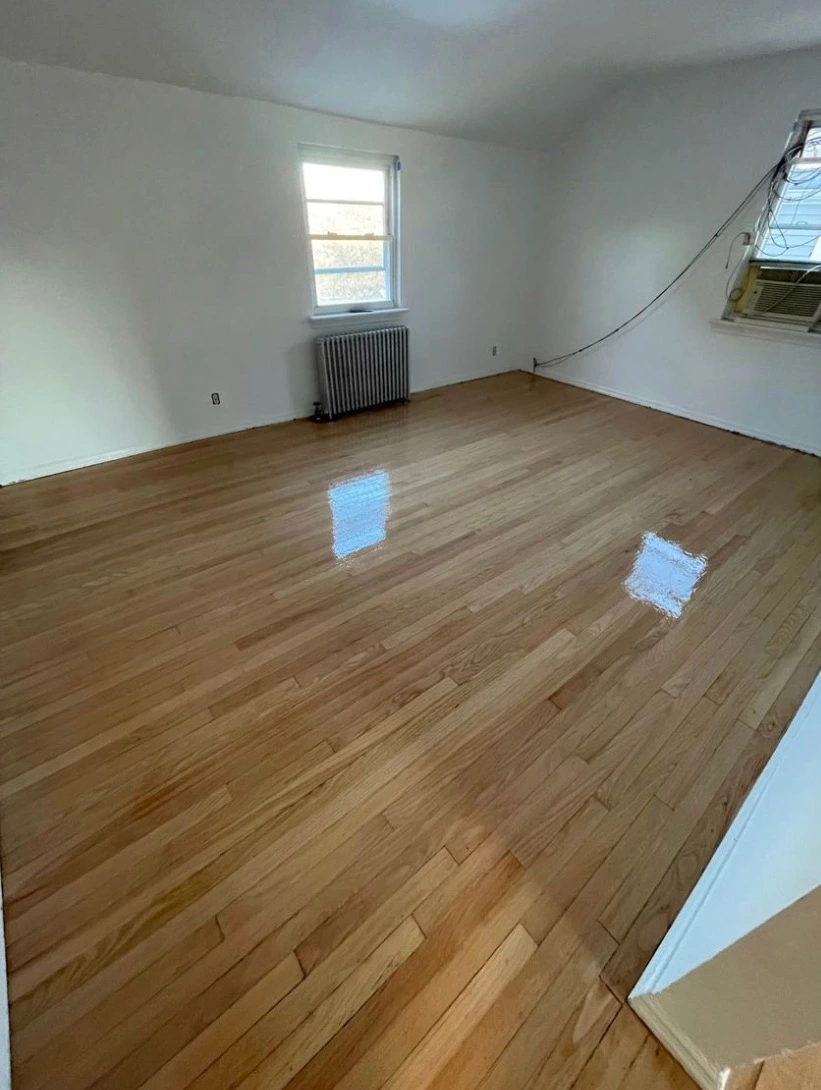 A freshly installed wooden floor