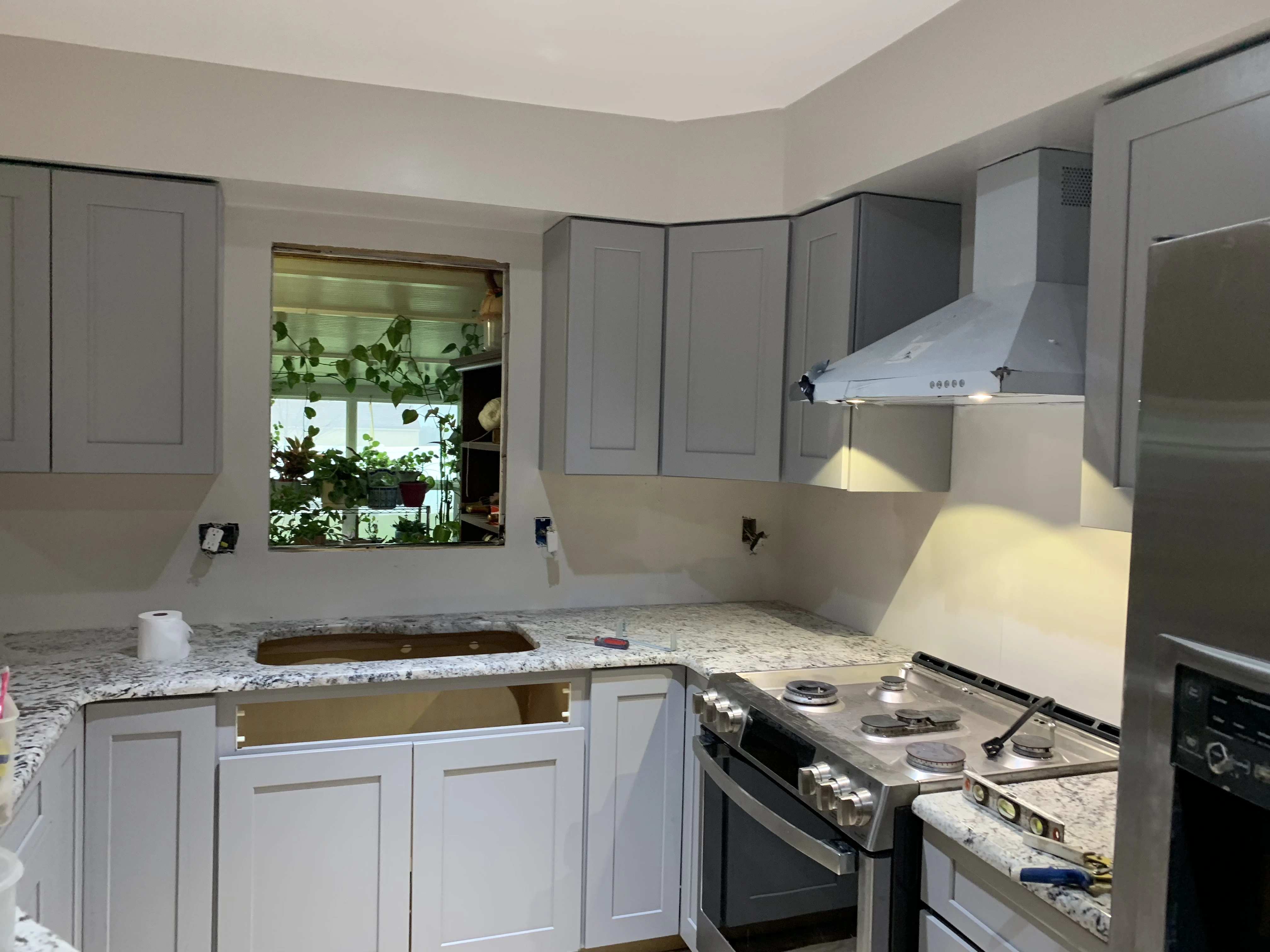 An alternate view of a brand new renovated kitchen